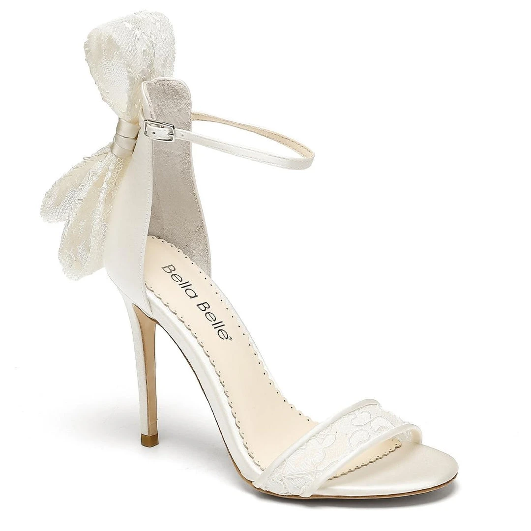 LEILA Lace Bow Wedding Shoes With Stiletto Heel LEILA Lace Bow Wedding Shoes With Stiletto Heel