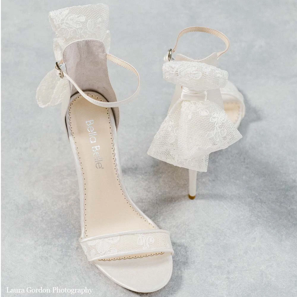 LEILA Lace Bow Wedding Shoes With Stiletto Heel LEILA Lace Bow Wedding Shoes With Stiletto Heel