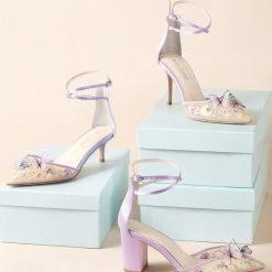 ELIZA Wedding Lavender Butterfly Garden Block Heels