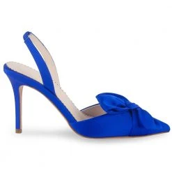 REESE BLUE Wedding Blue Slingback Heels With Knotted Bow