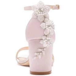 FABIOLA BLUSH Blush Block Heel Sandals With Pearls Wedding 3 FABIOLA BLUSH Blush Block Heel Sandals With Pearls Wedding