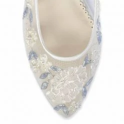 FIONA Baby Blue Floral Lace Ivory Wedding Flats 5 FIONA Baby Blue Floral Lace Ivory Wedding Flats