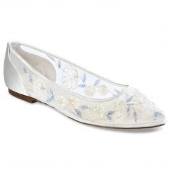 FIONA Baby Blue Floral Lace Ivory Wedding Flats 2 FIONA Baby Blue Floral Lace Ivory Wedding Flats