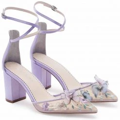 ELIZA Wedding Lavender Butterfly Garden Block Heels
