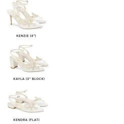 KENZIE Ivory Beaded Pearl Bow Shoes, Bridal Ankle Strap Heels With Bow