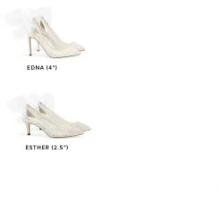 EDNA Floral Beaded Lace Slingback Wedding Shoes