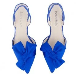 REESE BLUE Wedding Blue Slingback Heels With Knotted Bow