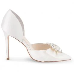 MORGAN Wedding Ribbon And Crystal Ivory D’orsay Pump