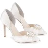 MORGAN Wedding Ribbon And Crystal Ivory D’orsay Pump