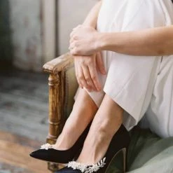 JASMINE BLACK Pearl Embellished Shoes Crystal Embellished Pumps