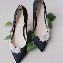 JASMINE BLACK Pearl Embellished Shoes Crystal Embellished Pumps