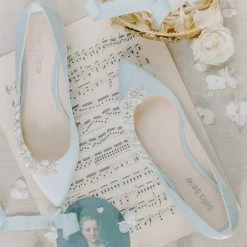 DAISY BLUE Blue Wedding Shoes Flats, Blue Flats