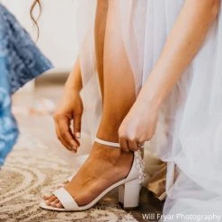 FABIOLA Embellished Block Heel Sandals Pearl Wedding Shoes