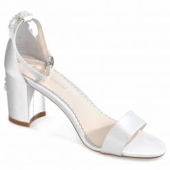 FABIOLA Embellished Block Heel Sandals Pearl Wedding Shoes