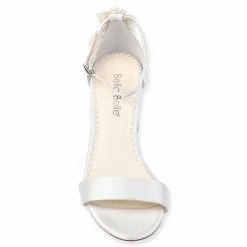 FABIOLA Embellished Block Heel Sandals Pearl Wedding Shoes