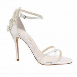 GARDENIA Ivory Ankle Strap Heels With Pearls & Beads Stiletto Wedding Shoes
