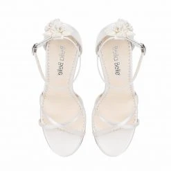 GARDENIA Ivory Ankle Strap Heels With Pearls & Beads Stiletto Wedding Shoes