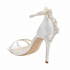 GARDENIA Ivory Ankle Strap Heels With Pearls & Beads Stiletto Wedding Shoes