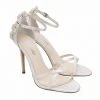 GARDENIA Ivory Ankle Strap Heels With Pearls & Beads Stiletto Wedding Shoes