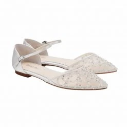 INES Wedding Art Deco Bridal Pearl Flat Shoes