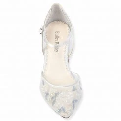 VIVIAN Ivory Block Heel Blue And Ivory Wedding Shoes