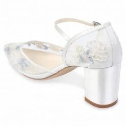 VIVIAN Ivory Block Heel Blue And Ivory Wedding Shoes