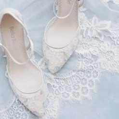 VIVIAN Ivory Block Heel Blue And Ivory Wedding Shoes