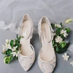 VIOLA Ivory And Blue Wedding Shoes