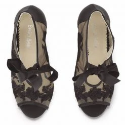 NIKKI BLACK Evening Black Lace Peep Toe Booties