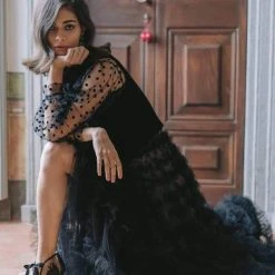 NIKKI BLACK Evening Black Lace Peep Toe Booties