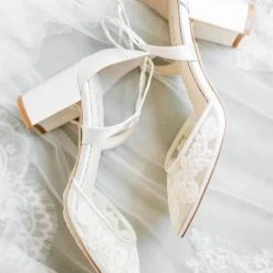 ABIGAIL Ivory Floral Block Heels