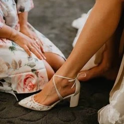 ABIGAIL Ivory Floral Block Heels