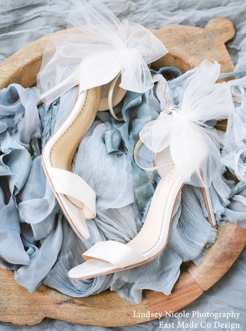 ELISE Ivory Wedding Shoes With Bow Tulle ELISE Ivory Wedding Shoes With Bow Tulle