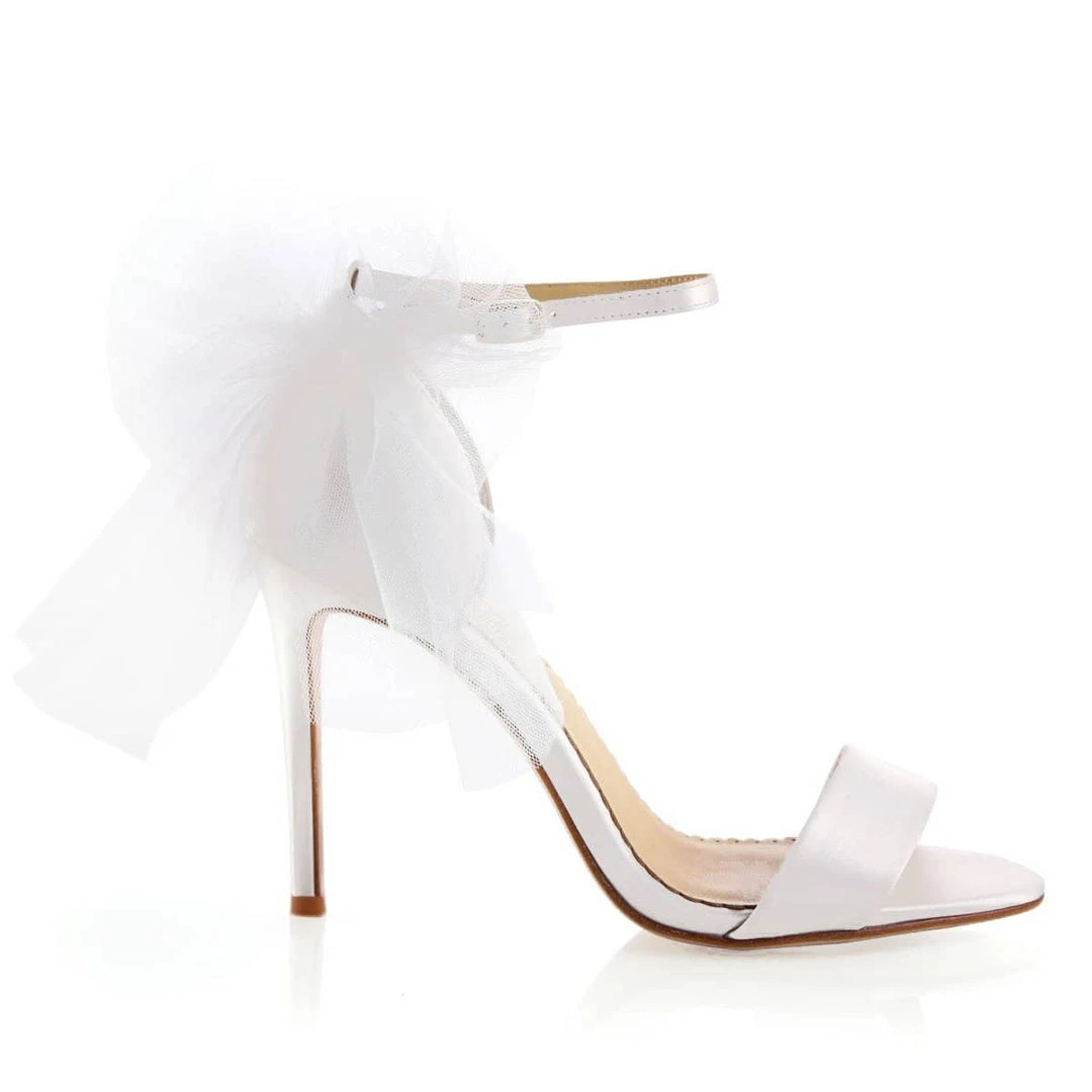 ELISE Ivory Wedding Shoes With Bow Tulle ELISE Ivory Wedding Shoes With Bow Tulle
