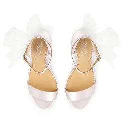 ELISE Ivory Wedding Shoes With Bow Tulle 3 ELISE Ivory Wedding Shoes With Bow Tulle