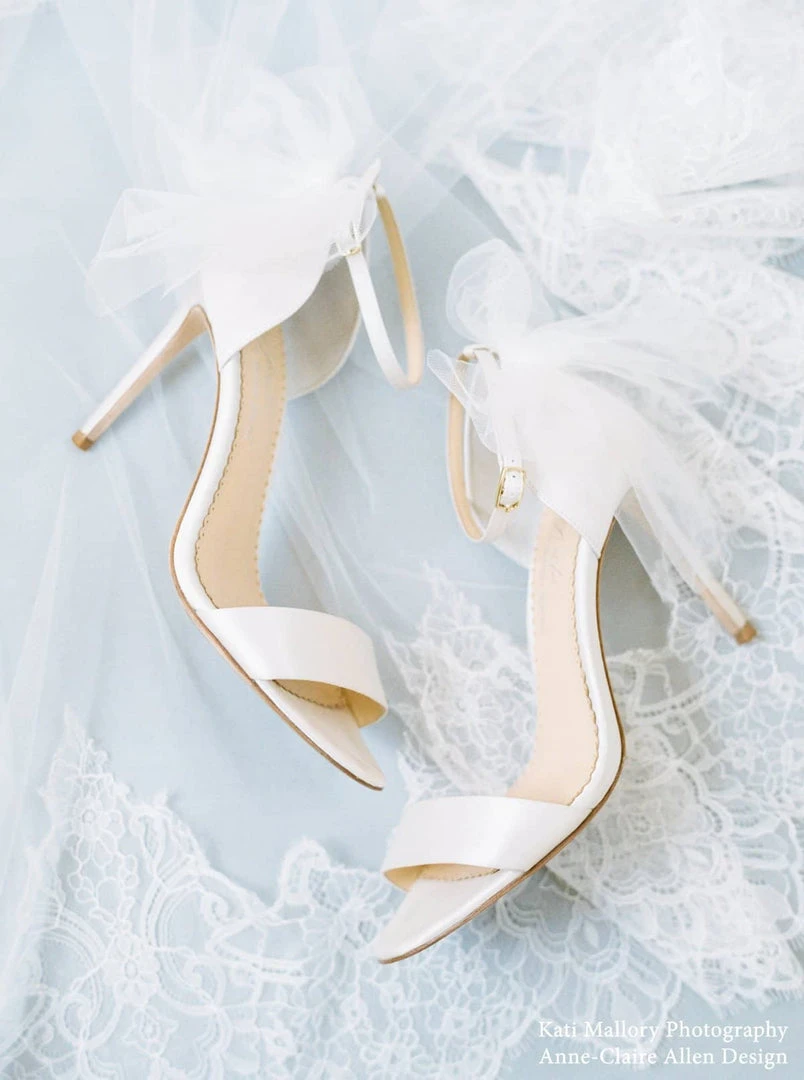 ELISE Ivory Wedding Shoes With Bow Tulle ELISE Ivory Wedding Shoes With Bow Tulle