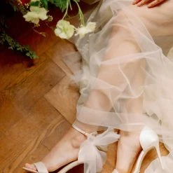 ELISE Ivory Wedding Shoes With Bow Tulle 6 ELISE Ivory Wedding Shoes With Bow Tulle