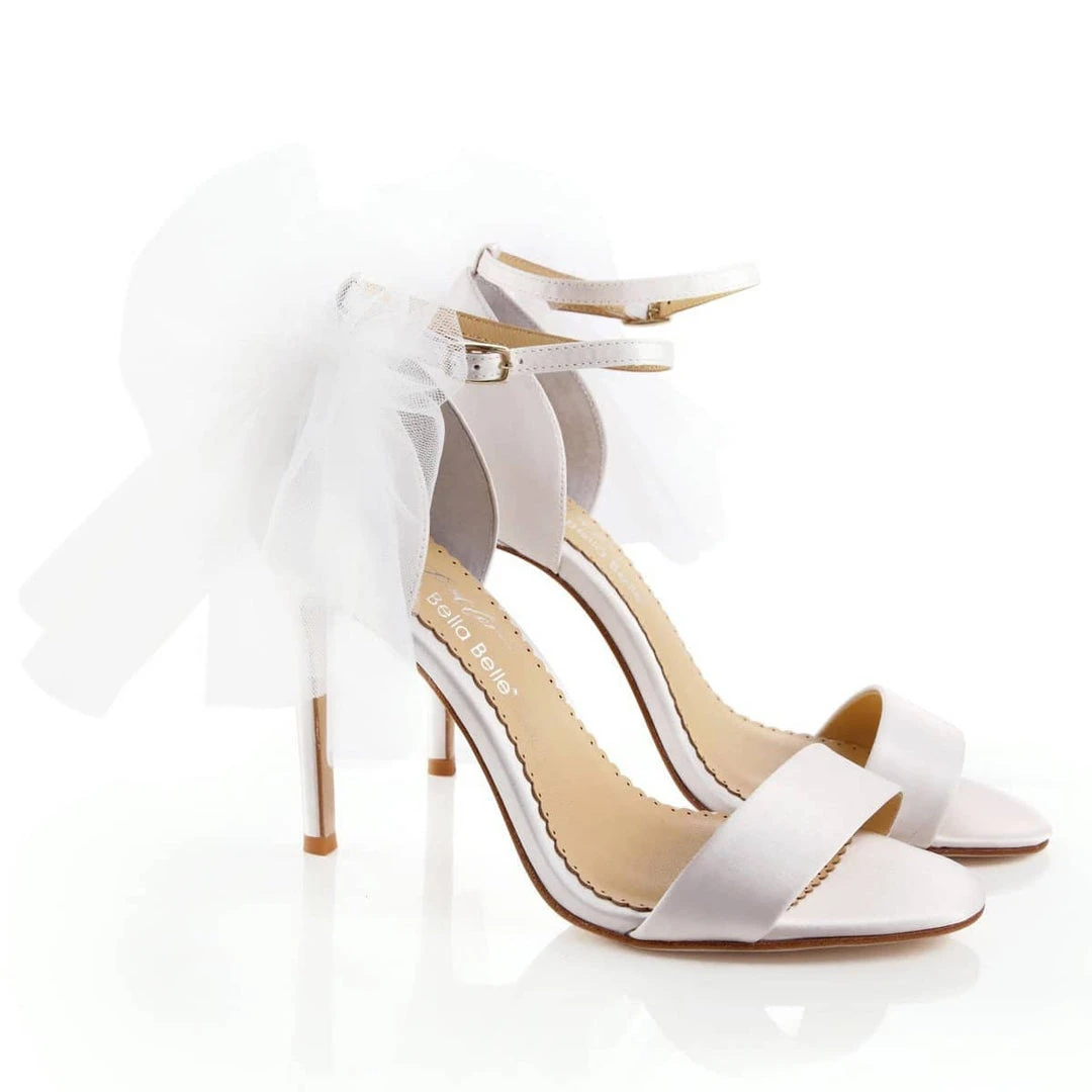 ELISE Ivory Wedding Shoes With Bow Tulle ELISE Ivory Wedding Shoes With Bow Tulle