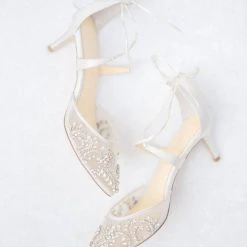 FRANCES IVORY Kitten Heel Wedding Shoes Ivory With Crystals