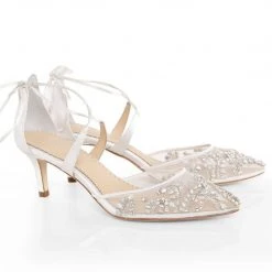 FRANCES IVORY Kitten Heel Wedding Shoes Ivory With Crystals