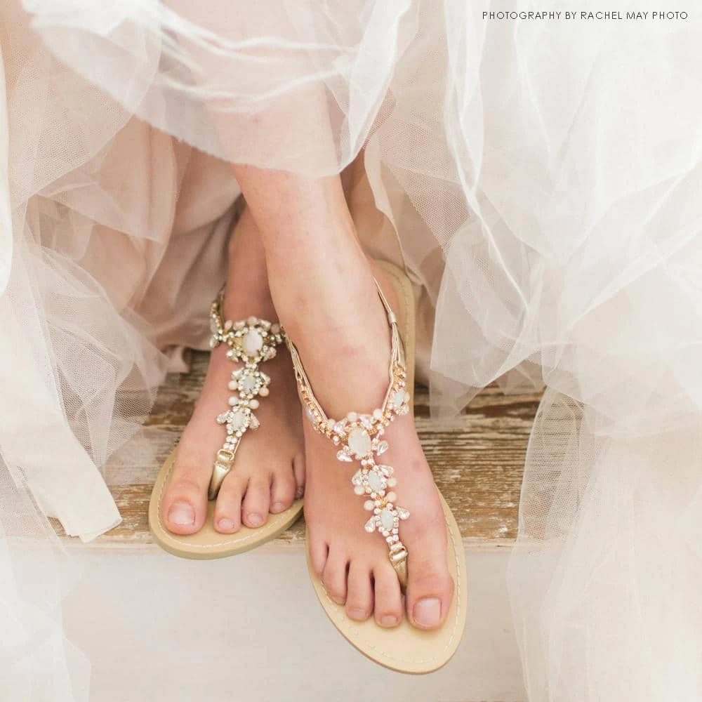 LUNA Strappy Gold Sandals Jewel Wedding Shoes LUNA Strappy Gold Sandals Jewel Wedding Shoes