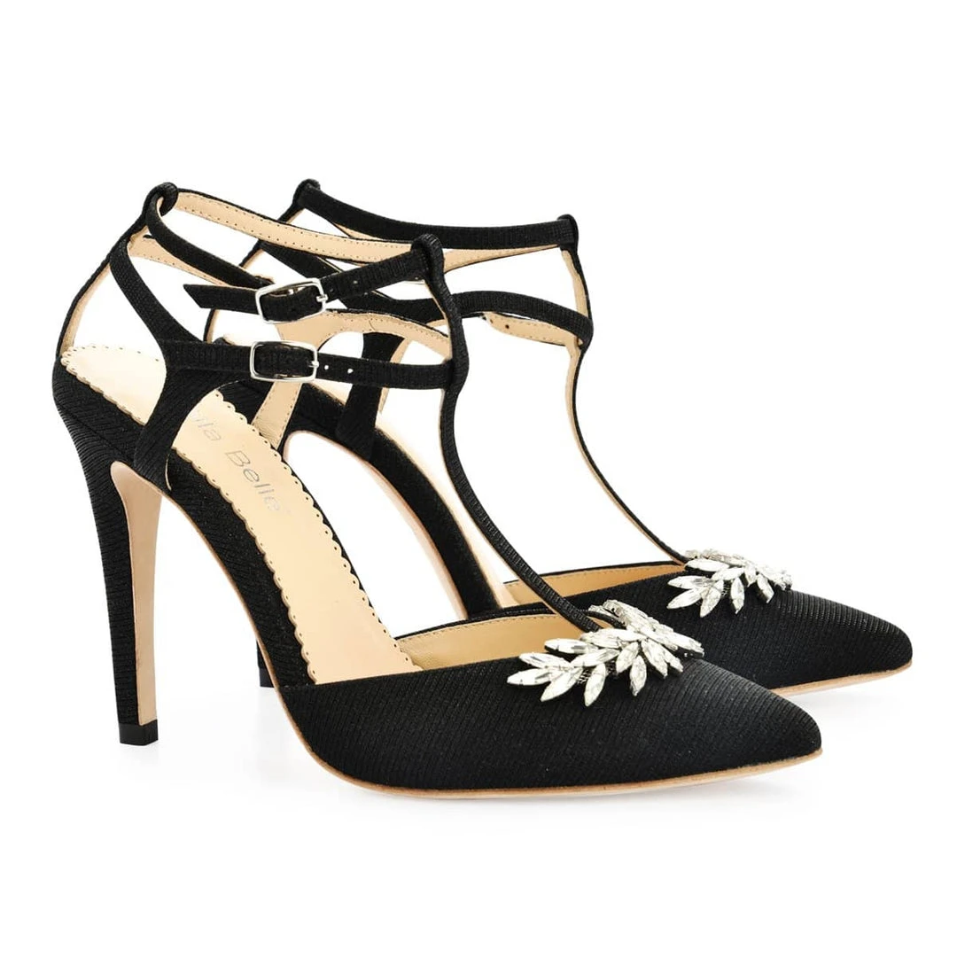 PAYGE Crystal Embellished Heels, T Strap Pumps Evening PAYGE Crystal Embellished Heels, T Strap Pumps Evening