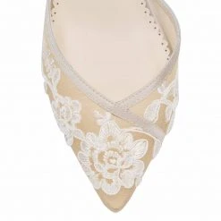 CANDICE NUDE Bridal Nude Kitten Heel Pumps With Lace Wedding