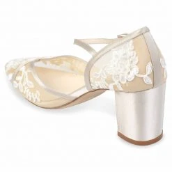 CHELSEA Lace Nude Block Heel Wedding Shoe