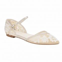 CELIA Lace Nude D'orsay Flats For Weddings 2 CELIA Lace Nude D'orsay Flats For Weddings