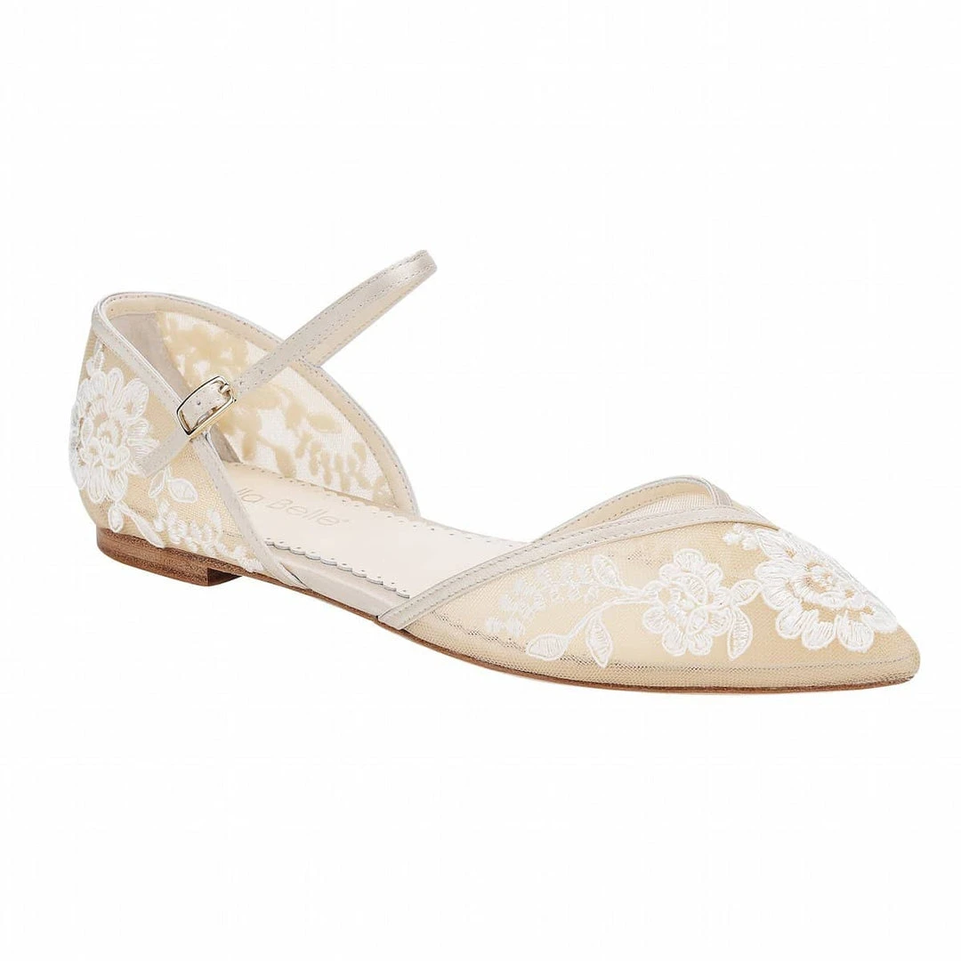 CELIA Lace Nude D'orsay Flats For Weddings CELIA Lace Nude D'orsay Flats For Weddings