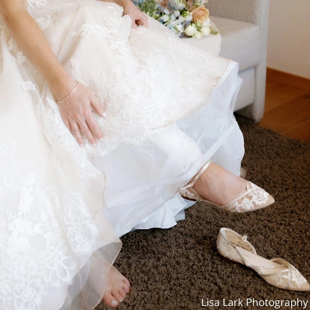CELIA Lace Nude D'orsay Flats For Weddings CELIA Lace Nude D'orsay Flats For Weddings