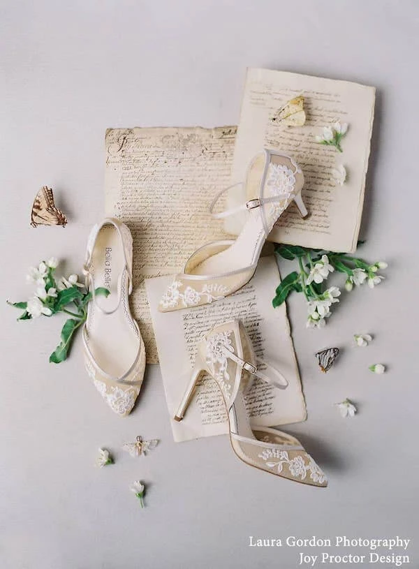 CELIA Lace Nude D'orsay Flats For Weddings CELIA Lace Nude D'orsay Flats For Weddings