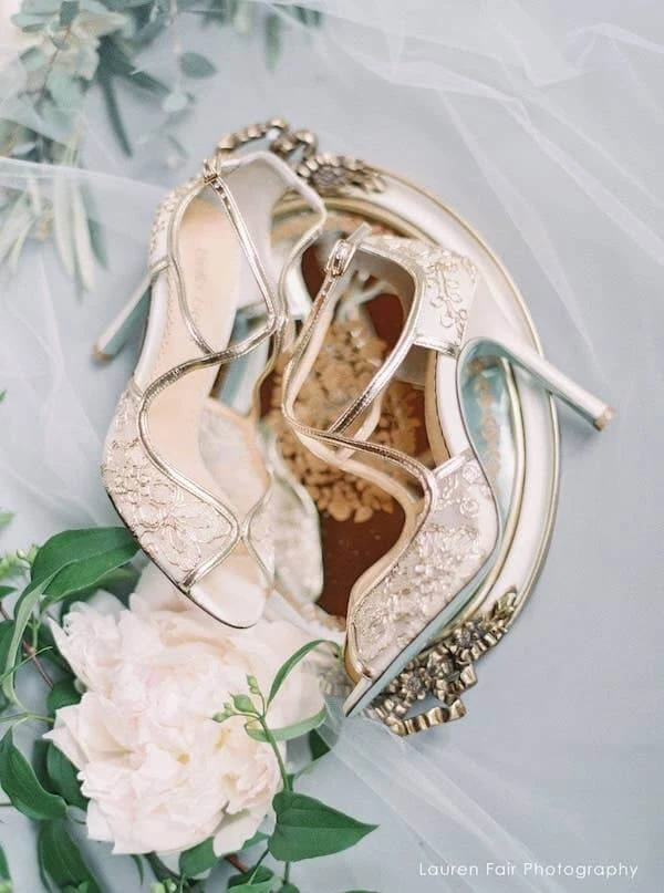 TESS Gold Lace Heels, Blue Sole Shoes Wedding TESS Gold Lace Heels, Blue Sole Shoes Wedding