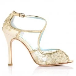 TESS Gold Lace Heels, Blue Sole Shoes Wedding 2 TESS Gold Lace Heels, Blue Sole Shoes Wedding